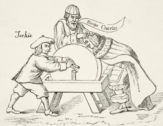 King Charles I on the grindstone of Scottish Presbyterian intolerance, from The National and Domestic History of England' by William Hickman Smith Aubrey (1858-1916) published London, c.1890 (litho) | Obraz na stenu