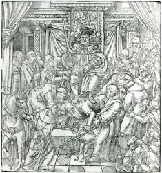 The Pope suppressed by King Henry VIII, 1534 (engraving) (b/w photo) | Obraz na stenu