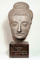 Head from a statue of the Buddha, from Gandhara, north-west India (grey schist) | Obraz na stenu