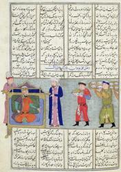 Ms C-822 Preparation of the feast ordered by Feridun before his departure for war, from the 'Shahnama' (Book of Kings), by Abu'l-Qasim Manur Firdawsi (c.934-c.1020) (gouache on paper) | Obraz na stenu