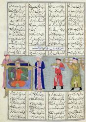 Ms C-822 Preparation of the feast ordered by Feridun before his departure for war, from the 'Shahnama' (Book of Kings), by Abu'l-Qasim Manur Firdawsi (c.934-c.1020) (gouache on paper) | Obraz na stenu