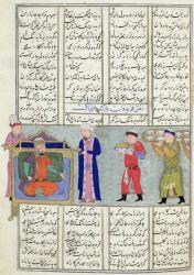 Ms C-822 Preparation of the feast ordered by Feridun before his departure for war, from the 'Shahnama' (Book of Kings), by Abu'l-Qasim Manur Firdawsi (c.934-c.1020) (gouache on paper) | Obraz na stenu