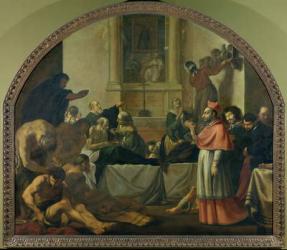St. Charles Borromeo (1538-84) Visiting the Plague Victims in Milan in 1576 (oil on canvas) | Obraz na stenu