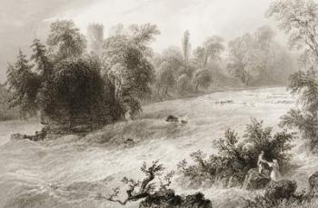 Castleconnell and Doonass Rapids, County Limerick, Ireland, from 'Scenery and Antiquities of Ireland' by George Virtue, 1860s (engraving) | Obraz na stenu