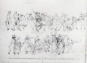 People of Various Occupations on their way to work (pencil on paper) | Obraz na stenu