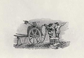 Two Men with a Barrel Cart (wood engraving) | Obraz na stenu