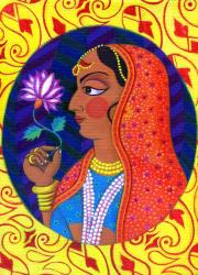 Maharani with white and pink flower, 2011, (oil on canvas) | Obraz na stenu