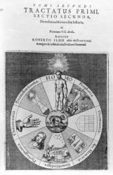 Construction of the cosmos, from Robert Fludd's 'Utriusque Cosmi Historia', 1619 (engraving) | Obraz na stenu