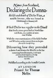 Title page 'Newes from Scotland, Declaring the Damnable life and death of Dr Fian', 1591 (engraving) | Obraz na stenu