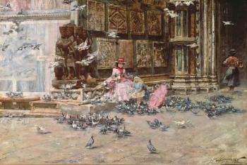 Feeding the Pigeons | Obraz na stenu