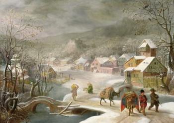 A Winter Landscape with Travellers on a Path | Obraz na stenu
