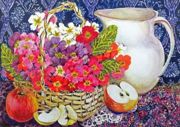 Primulas and Apples (w/c on paper) | Obraz na stenu
