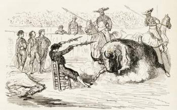 A Spanish Banderillero placing the Banderillas whilst Seated in a Chair, 1878 (wood engraving) | Obraz na stenu