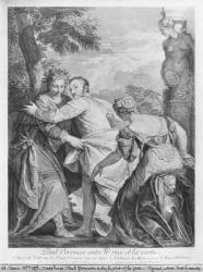 Veronese (Paolo Caliari) between Vice and Virtue, from the artist's painting located in Cabinet de Monseigneur le Duc d'Orleans (engraving) | Obraz na stenu