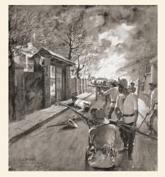 Manila during the Philippine-American War. Filipino attack on the barracks of Co. C, 13th Minnesota Volunteers, during the Tondo Fire. | Obraz na stenu