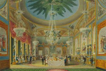 The Banqueting Room, from 'Views of the Royal Pavilion, Brighton' by John Nash (1752-1835) 1826 (aquatint) | Obraz na stenu