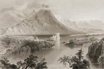 Ballynahinch, Connemara, County Galway, Ireland, from 'Scenery and Antiquities of Ireland' by George Virtue, 1860s (engraving) | Obraz na stenu