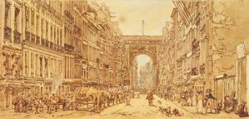 The Faubourg and the Porte Saint-Denis, 1801 (pen & ink on paper) | Obraz na stenu