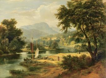 View of Clappersgate on the River Brathay above Windermere (oil on canvas) | Obraz na stenu