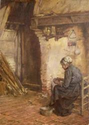 Old Woman Peeling Potatoes | Obraz na stenu