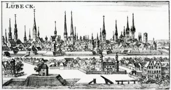 Lubeck, 17th century (engraving) | Obraz na stenu