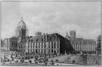 Abbey Saint-Genevieve, Paris (engraving) (b/w photo) | Obraz na stenu