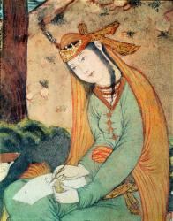 Woman Writing in the Court of Shah Abbas I (1571-1629) 1585-1627 (fresco) | Obraz na stenu