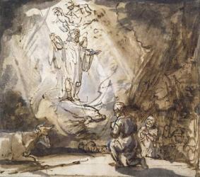 Annunciation to the Shepherds (pen and ink on paper) | Obraz na stenu