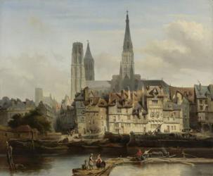 The Quay de Paris in Rouen, Johannes Bosboom, 1839 (oil on canvas) | Obraz na stenu