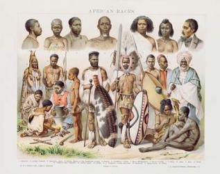 African Races (colour engraving) | Obraz na stenu