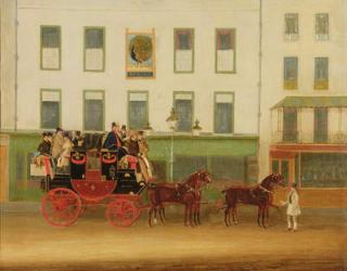 The London-Manchester Stage Coach ('The Peveril of the Peak') outside the Peacock Inn, Islington (oil on canvas) | Obraz na stenu