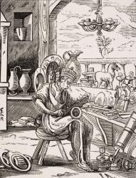 Coppersmith, reproduction of a woodcut by Jost Amman (1539-91) from 'Le Moyen Age et La Renaissance' by Paul Lacroix (1806-84) published 1847 (litho) | Obraz na stenu