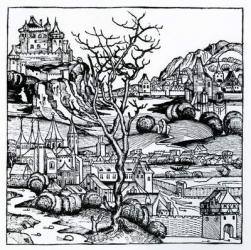 View of Portugal from the 'Nuremberg Chronicle' 1493 (woodcut) | Obraz na stenu