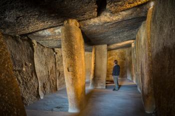 Antequera, Malaga Province, Andalusia, southern Spain. La Menga Dolmen. Interior. (photo) | Obraz na stenu