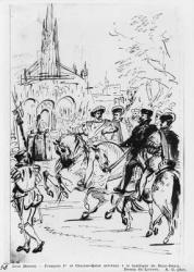 Francis I and Charles V arriving at the Abbey Church of Saint-Denis, c.1811 (pen & brown ink & graphite on paper) | Obraz na stenu