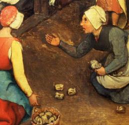Children's Games (Kinderspiele): detail of a game throwing knuckle bones, 1560 (oil on panel) (detail of 68945) | Obraz na stenu