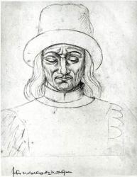 Ms.266 fol.171 John of Luxembourg (1296-1346), King of Bohemia, from 'Recueil d'Arras' (pencil on paper) (b/w photo) | Obraz na stenu