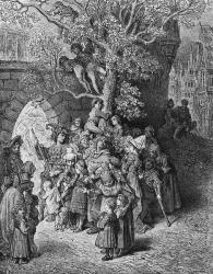 Crowd of onlookers and spectators at the wedding, scene from 'The Rime of the Ancient Mariner' by S.T. Coleridge, published by Harper & Brothers, New York, 1876 (wood engraving) | Obraz na stenu