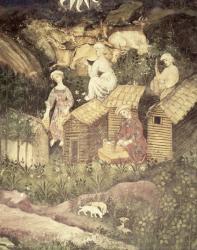 The Month of June, detail of collecting honey, c.1400 (fresco) | Obraz na stenu