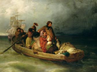 Emigrant passengers on board, 1851 (oil on canvas) | Obraz na stenu