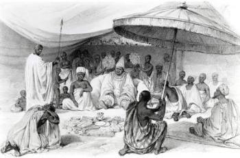 The Attah, from 'Picturesque Views on the River Niger, sketched during Lander's last visit in 1832-33', lithograph by Charles Haghe, 1840 (litho) | Obraz na stenu
