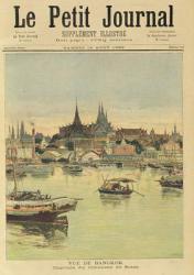View of Bangkok, from 'Le Petit Journal', 12th August 1893 (coloured engraving) | Obraz na stenu