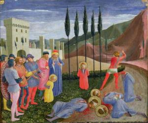 The Martyrdom of St. Cosmas and St. Damian, from the predella of the San Marco altarpiece, c.1440 (tempera on panel) | Obraz na stenu