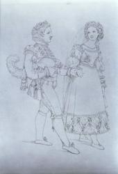 Costume designs for Figaro and Susanna from the opera 'The Marriage of Figaro' by Wolfgang Amadeus Mozart (1756-91) (engraving) | Obraz na stenu