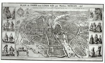 Bird's Eye Plan of Paris, 1615 (engraving) | Obraz na stenu