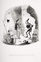 Nicholas instructs Smike in the art of acting, illustration from `Nicholas Nickleby' by Charles Dickens (1812-70) published 1839 (litho) | Obraz na stenu