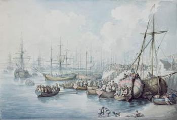 The Disembarkation of the Royalists of Toulon at Southampton in 1794 (w/c) | Obraz na stenu