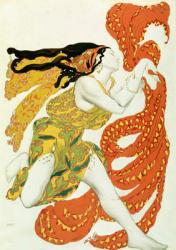 Costume design for a bacchante in 'Narcisse' by Tcherepnin, 1911 (pencil & w/c on paper) (see also 4728) | Obraz na stenu