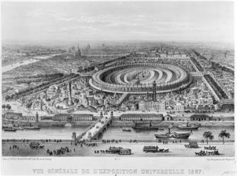 General View of the Exposition Universelle, Paris in 1867 (engraving) (b/w photo) | Obraz na stenu