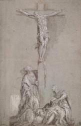 Christ on the Cross (pen and brown wash on blue paper heightened with white) | Obraz na stenu